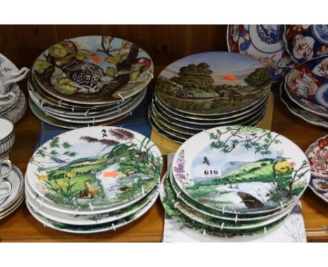 THREE SETS OF COLLECTORS PLATES, to include eight Wedgwood 'Colin Newman's Country Panorama', seven Royal Worcester 'Roger Ke