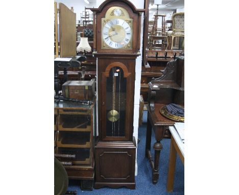 A MODERN MAHOGANY CASED LONGCASE CLOCK, face marked 'Charles E Short, Brighton' (two weights)