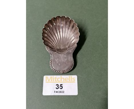 Silver scallop caddy spoon