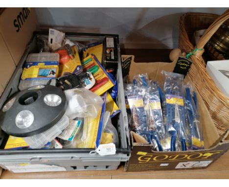 Two boxes of tools including pliers and assorted screws 