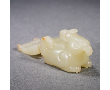 A Chinese Carved Jade Mythical Bird L:7cm;W:2.8cm;38.2g