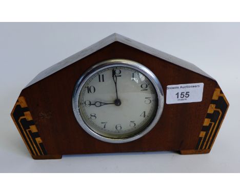 An Edwardian inlaid mahogany mantle clock 24 x 15cm 