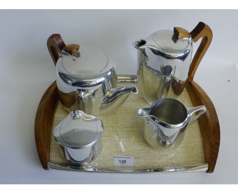 Picquot Ware tea and coffee set to include teapot, coffee pot, sugar bowl, milk jug and tray 