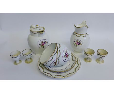 Spode Copelands China, England dinner service, each item decorated with a rose spray to centre with a rose swag and gilt rimm