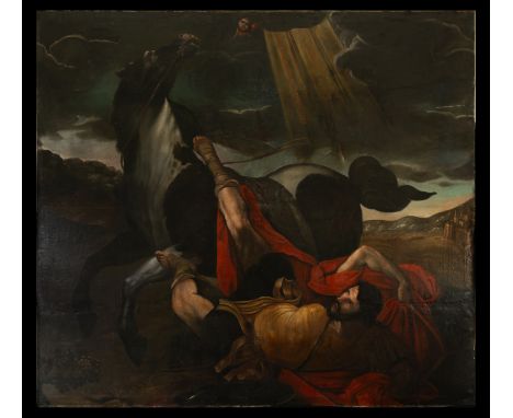 Large oil on canvas measuring: 220 x 196 cm. No frame attached. Lanfranco first studied in his hometown with Agostino Carracc