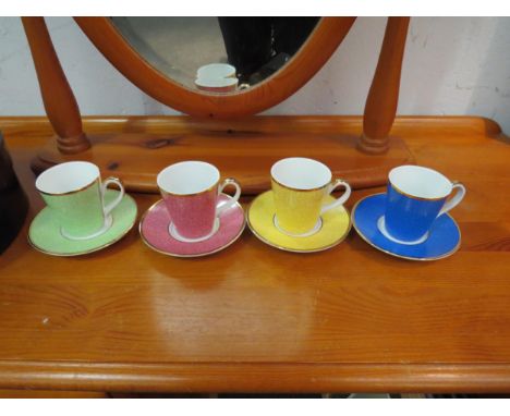 A boxed set of four Royal Worcester tea cups and saucers commemorating the Queen's 80th Birthday 