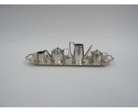 A miniature silver tea set on tray (5) 