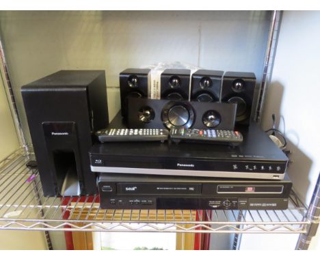 A Panasonic 3d Blu-Ray surround sound system and a DVD/ VHS recorder 