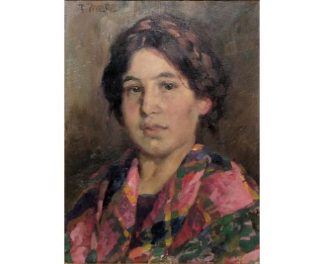 Paul Paede, Portrait einer jungen Frau, Ölgemälde, im GoldstuckrahmenPaul Paede, 1868 Berlin - 1929 München, Brustbild einer 