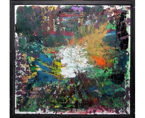 Informel-Abstrakt, 5 Gemälde 1950/70 aus Sammlungsnachlass, alle gerahmtScheibenbild in Art E.W. Nays, Öl/ Platte um 1960, 50