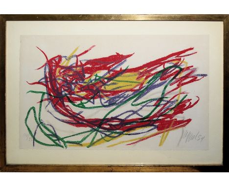 Karel Appel, Informel, signierte Farblithographie von 1954 &amp;amp; Ausstellungsplakat MourlotKarel Appel, 1921 Amsterdam - 