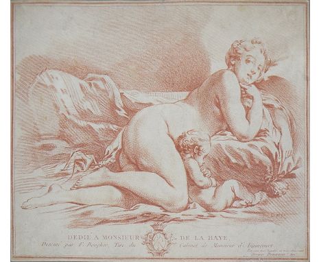 Gilles Demarteau nach Francois Boucher, Venus &amp;amp; Amor, Crayon Manier in Rot um 1760Gilles Demarteau, 1722 Lìege - 1776