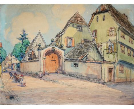 Alphonse Lévy, "Wissembourg" im Elsass, Scene dans le quartier juif (Szene im jüdischen Viertel), Mischtechnik um 1880Alphons