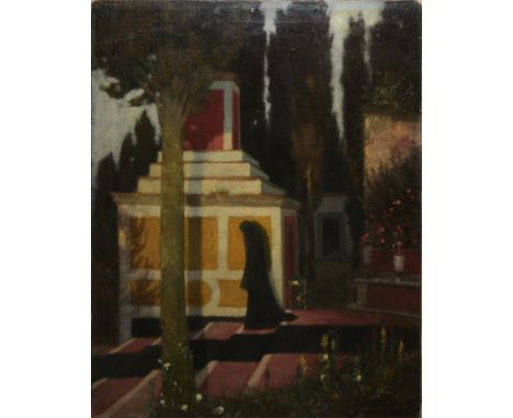 Karl Otto Speth, Der schwarze Engel, symbolistisches Ölgemälde, Florenz 1912 (Böcklin-Kreis)Karl Otto Speth, 1890 Tettnang - 