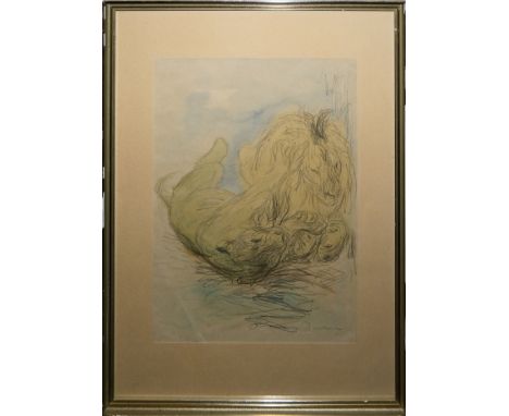 Otto Dill, Spielende Löwen, aquarellierte Lithographie, 1920er Jahre, gerahmtOtto Dill, 1884 Neustadt an der Weinstraße - 195
