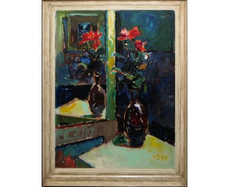 Max Körner, Expressives Blumenstilleben, Ölgemälde von 1957, gerahmtMax Körner, 1887 Reutlingen - 1963 Nürnberg, deutscher Ma