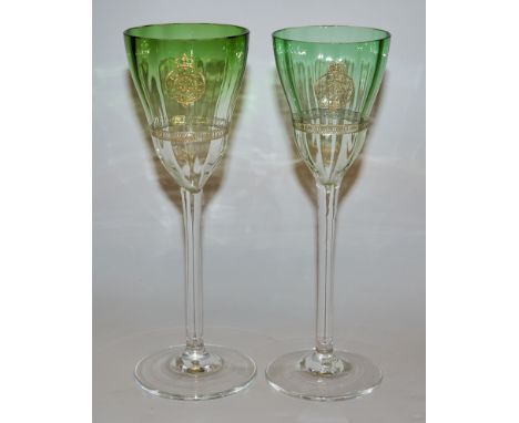 Set of 2 Vintage Bohemia Crystal Bristol – Bristol Crystal Wine Glasses  6.5” H