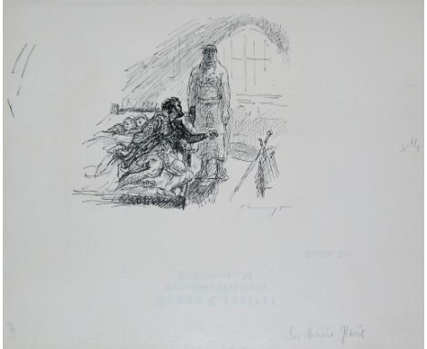 Max Slevogt, "Der König blickt auf das steinerne Bild", Tuschfederzeichnung um 1918, Prov. Nachlass Bruno CassirerFranz Theod