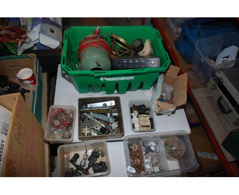 A quantity of Auto bulbs, brackets, lamp parts, radio, etc., 