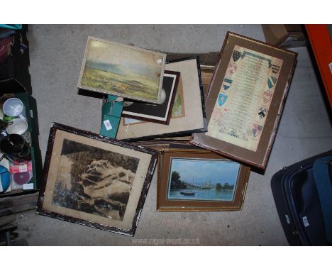 Box of various pictures and prints.