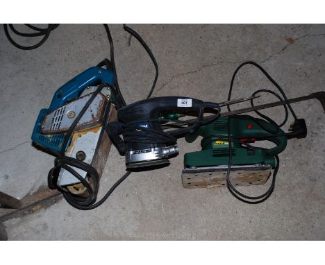 A Wolf sander a/f., orbital sander etc. (Two smaller ran at time of arrival at auction, one needs a lead).
