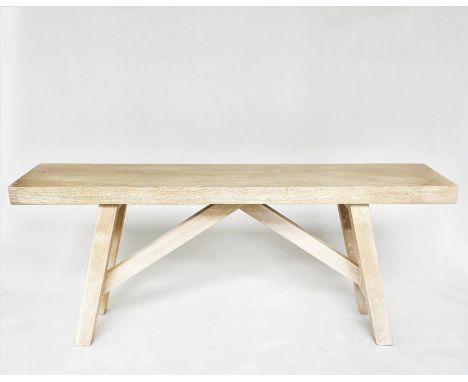 CONSOLE TABLE, Arts and Crafts style bleached and limed solid oak, 170cm x 35cm x 73cm H. 