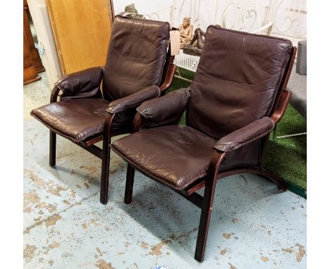 STOUBY LOUNGE CHAIRS, a pair, vintage 1970s, 86cm H. (2) 