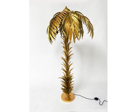 PALM TREE LAMP, 1920s style gilt metal palm tree form, 160cm H. 