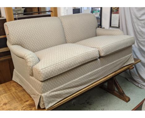 HOWARD STYLE SOFA, brown patterned fabric upholstery, 190cm W. 