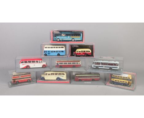 A collection of ten Corgi 'Original Omnibus' scale die cast vehicles. To include AEC Regent II, Bedford OB Coach and CMB Leyl