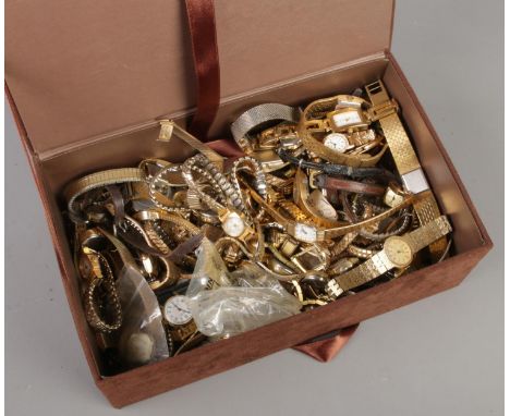 A large quantity of ladies wristwatches and watch heads. Includes quartz and manual examples.  
