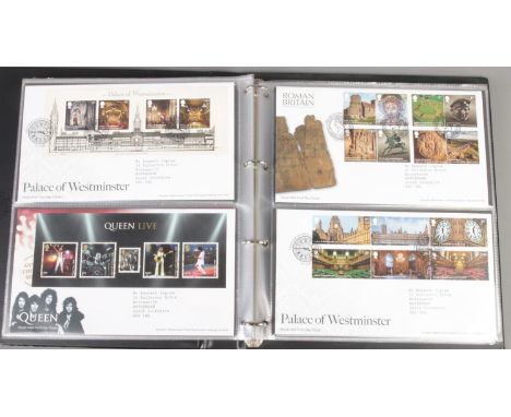 An album of Royal Mail first day covers. Including Star Wars, Paul McCartney, Elton John,  Rolling Stones, DC Collection, Que