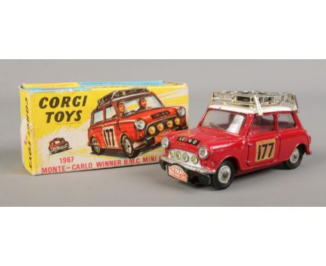 Corgi Toys - No. 339. 1967 Monte-Carlo Winner B.M.C Mini Cooper S.  Slight wear to the front number plate. Slight peel to the