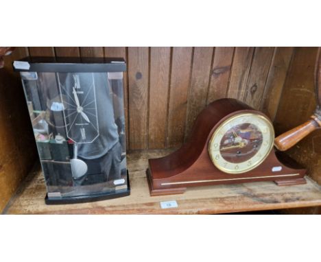 A President mantle clock and a modern Rhythm mantle clock with Westminster chime.  