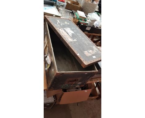 A metal bound trunk  