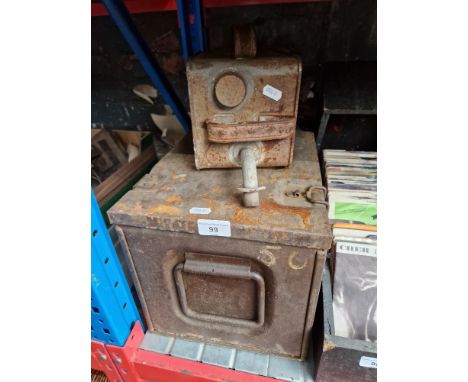 An ammunition tin and paraffin can  