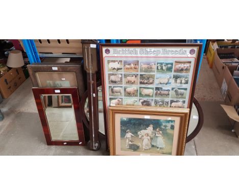 Various, pictures, mirrors and a barometer.