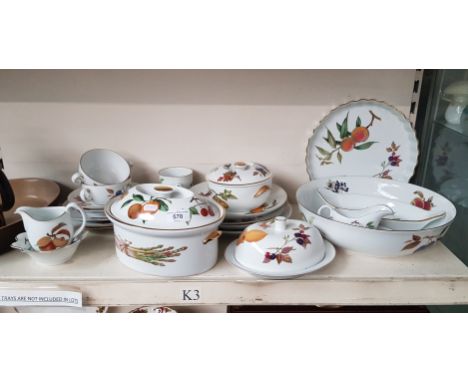 Royal Worcester ‘Evesham’ approx 22 items including a very large bowl 32cm diameter, lidded dishes, pair of soup coupes with 