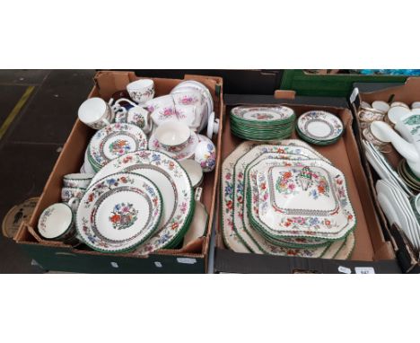 Two boxes of Spode Chinese Rose dinner ware and other china  