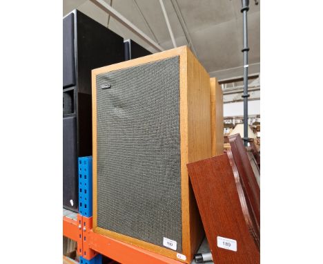 A pair of Goodman hifi speakers in wooden casingLabel to rear of each speaker states Mezzo Twin Kit