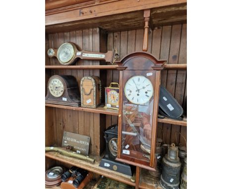 A Comitti mahogany wall clock and a barometer.  