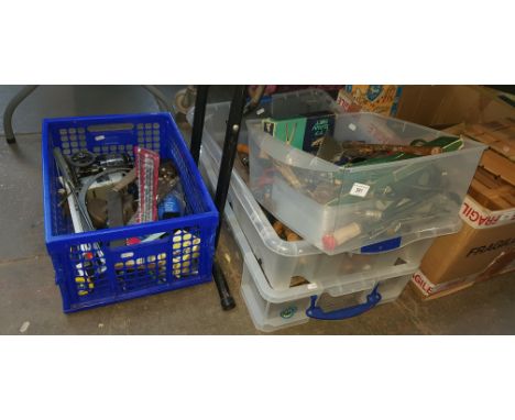 Four boxes of assorted tools.  