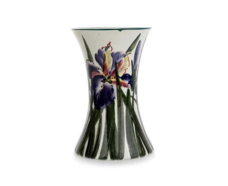WEMYSS BEAKER VASE, decorated with Iris flowers, with hand signed Wemyss mark to base16.5cm highCondition generally good. Typ
