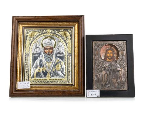 COLLECTION OF EASTERN ORTHODOX CHRISTIAN ICONS, 20TH CENTURY comprising three silver mounted, two silver, three metal mounted