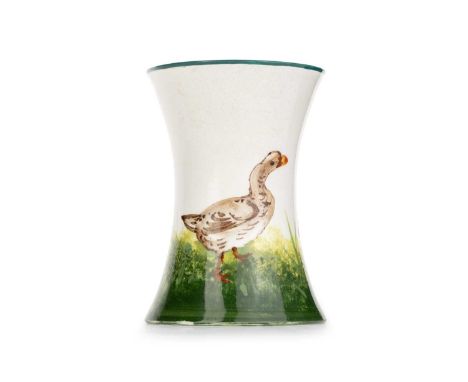 WEMYSS BEAKER VASE, hand painted with geese amongst long grass, with impressed marks11cm highVase is in overall good conditio