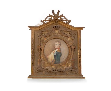 DERVAL (FRENCH, ACTIVE LATE 19TH CENTURY), PORTRAIT MINIATURE OF NAPOLEON, WATERCOLOUR ON IVORY  signed, in gilt brass Neocla