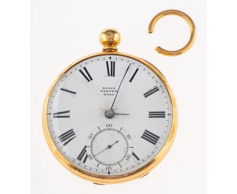 An 18ct. gold open face chronometer pocket watch, the dial having black Roman numerals a subsidiary seconds dial and signed E