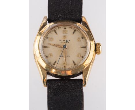 Rolex Oyster Precision 9ct gold wristwatch the dial baton and Roman numerals, sweep seconds hand and signed Rolex, Oyster, Pr