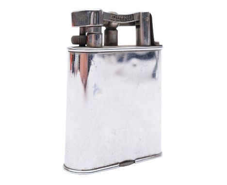 An early 20th century Dunhill sliver plated table lighter, signed to arm as per title,  patent number 143752, 10.5cm high
