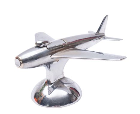 A Dunhill Sabre table lighter, modelled after the Sabre F-86 fighter, introduced in 1954,  signed  to underside of base, 8cm 